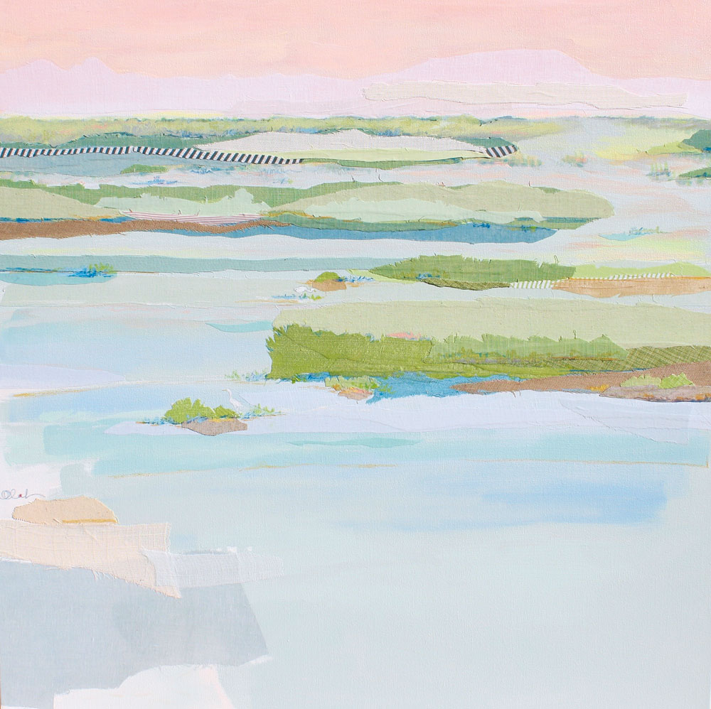 Rose Marsh by Karin Olah (2015; fabric, gouache, acrylic, pastel, and pencil on canvas,