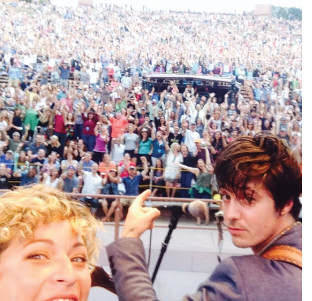 A stage selfie with the crowd at the legendary Red Rocks Amphitheatre in 2014
