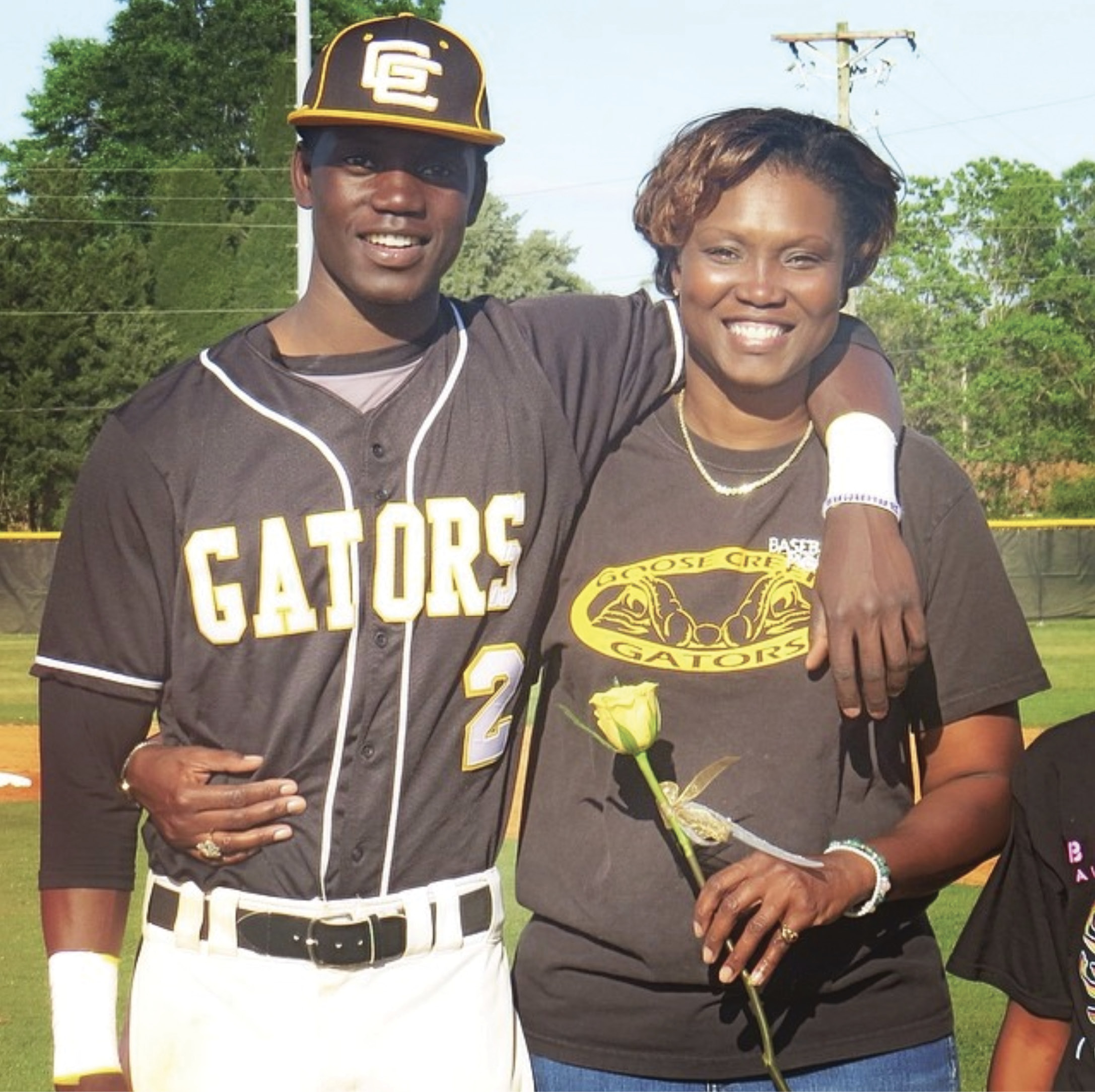Most Valuable Mom: Chris pictured with his mom in April 2014 at Senior Night for Goose Creek High School, where he was a standout player before playing for Charleston Southern University. #MyMomIsTheRealMVP was a favorite hashtag for many of his social media posts prior to his mom’s death