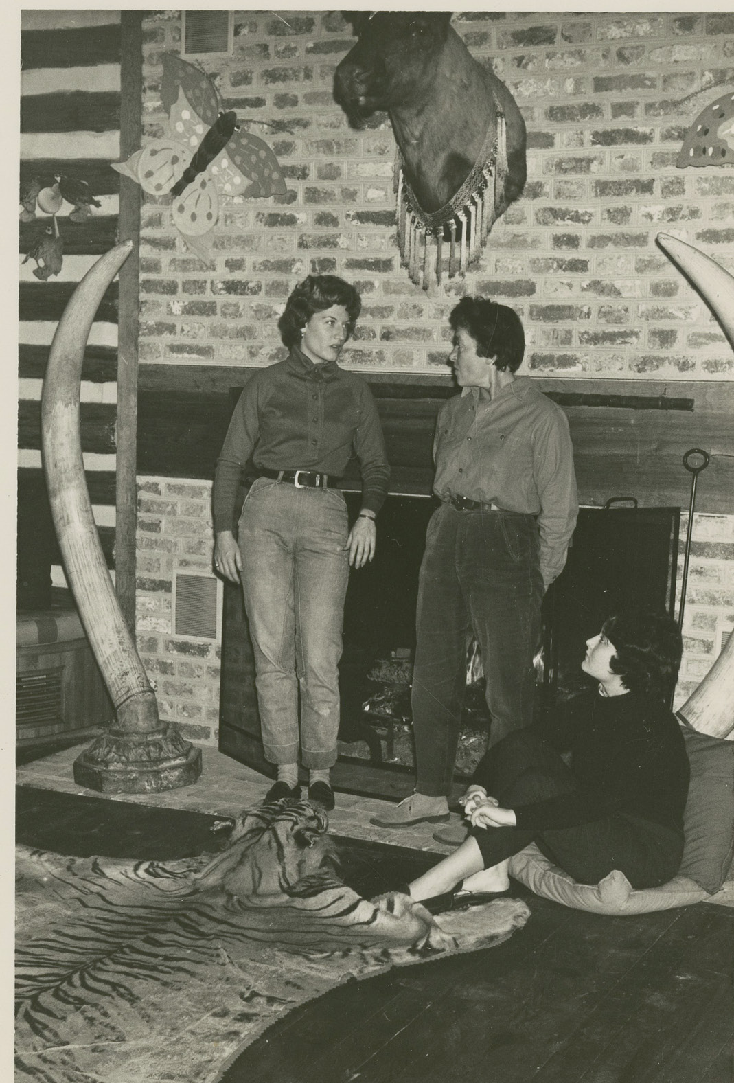 With daughters Landine and Bokara (seated) in Medway’s “Trophy Room,” undated