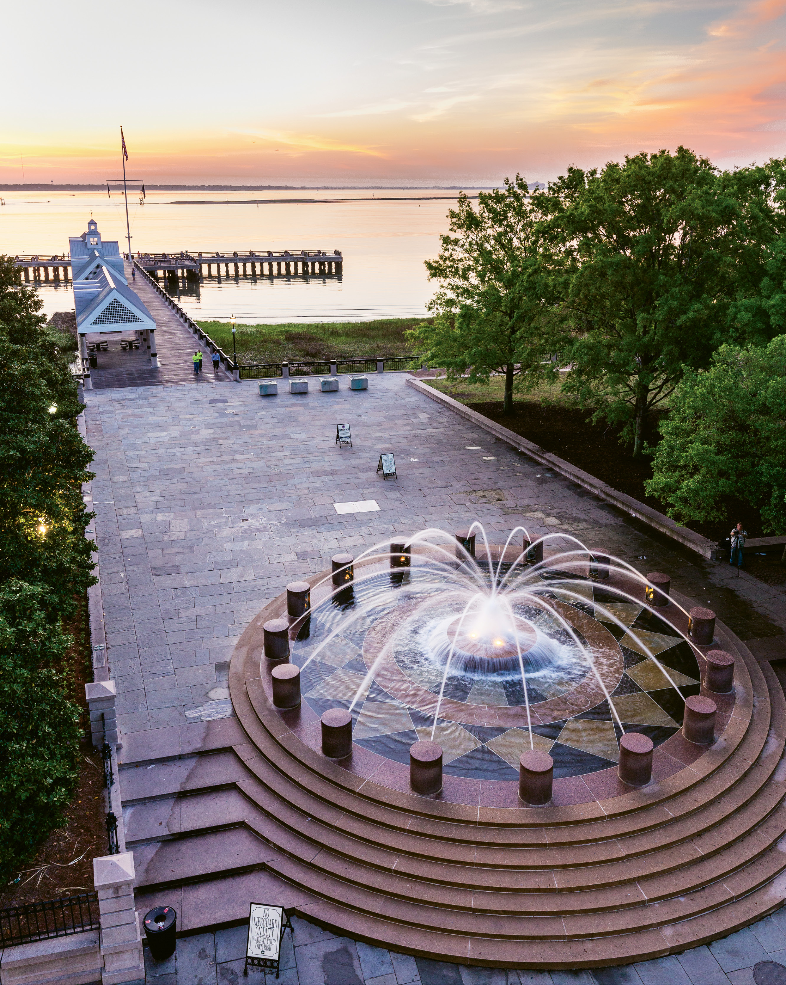 Dawn at the  Spider Fountain by Raymond Colin Murray  {Professional category} - A spring morning at Waterfront Park