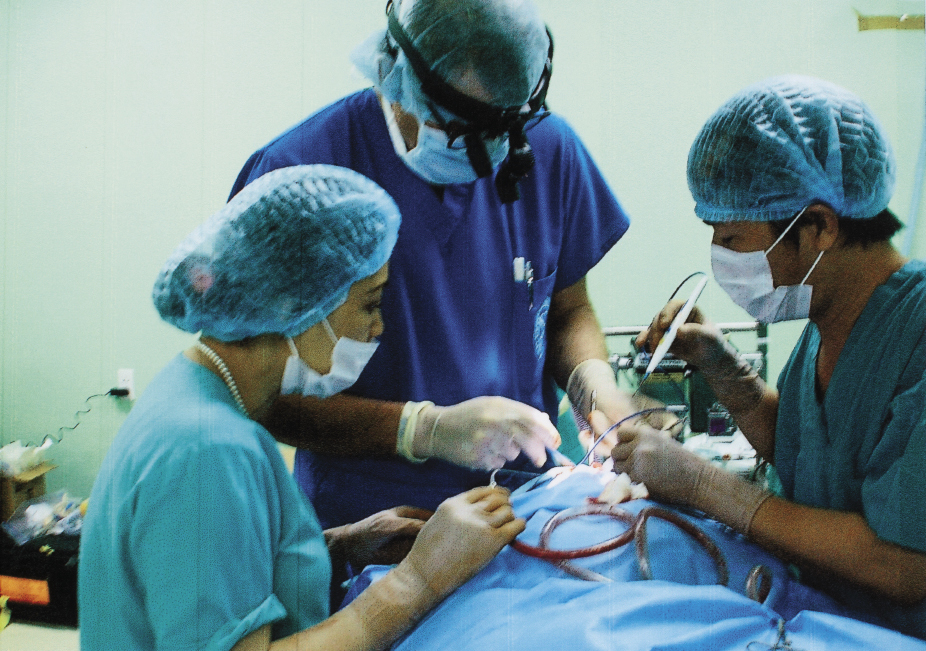 Hagerty performing cleft-palate surgery at a teaching hospital in Vietnam in 2009