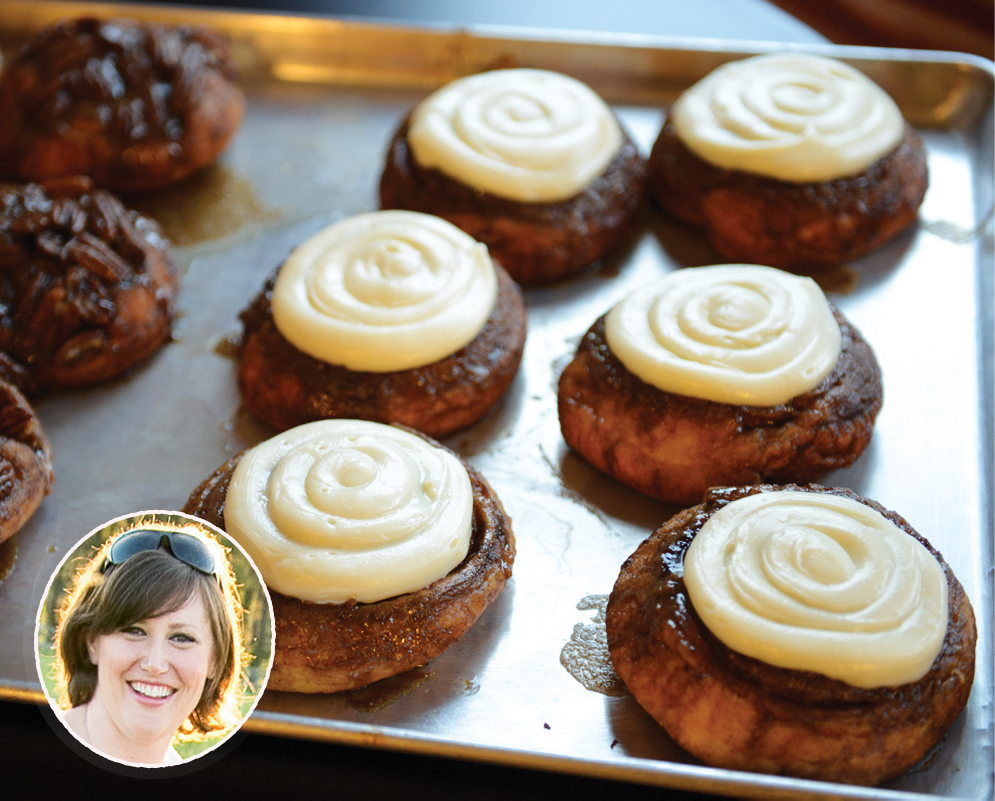 PASTRY SHOP: WildFlour Pastry; the famous sticky buns, and (inset) chef-owner Lauren Mitterer