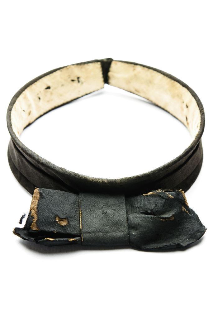 A FORMAL AFFAIR Mid-19th century versions—like this one worn by Benjamin M. Strobel (1818-1894) of Charleston—had a stiff band around the neck with a bow attached in front.