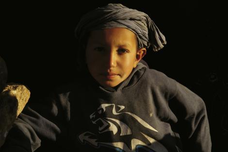A young boy from a nomadic Berber family who the crew filmed in the Sahara desert.