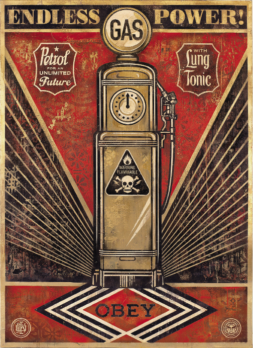 Endless Power by Shepard Fairey, 2013, mixed-media painting on canvas, 44 x 60 inches