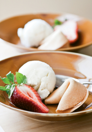Served with vanilla-orange gelato, these warm homemade fortune cookies truly top the packaged version.