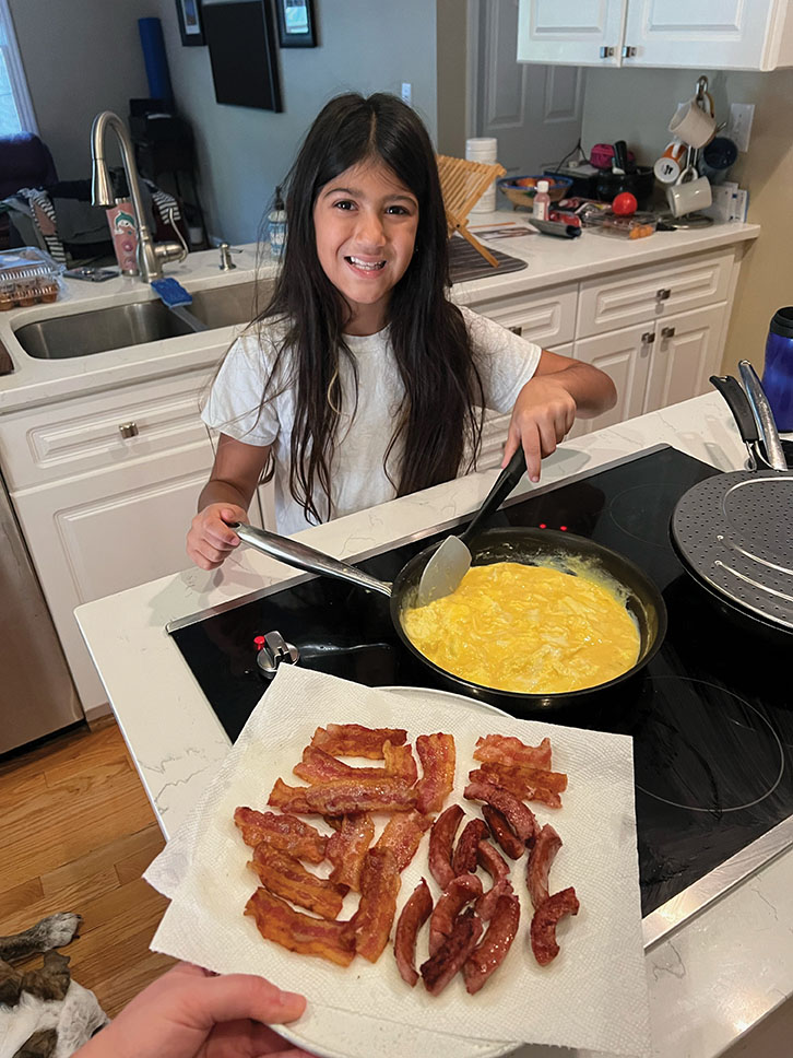 Start the Day: “We make breakfast tacos at home, and now our kids know how to make them with chorizo and scrambled eggs.” —Caitlin