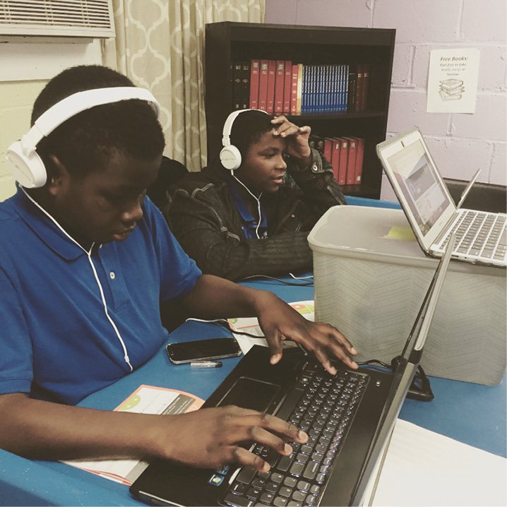 Neighborhood kids learn computer coding skills on Wednesdays.