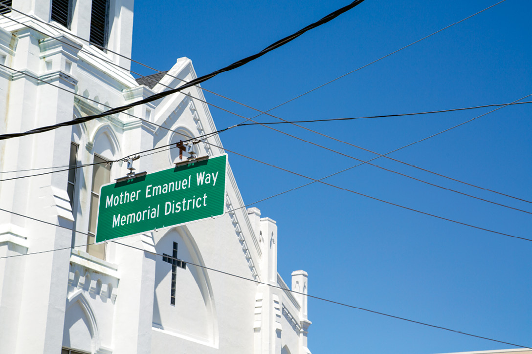 Last September, City Council passed a resolution to create the Mother Emanuel Way Memorial District, a section of Calhoun in front of the church between Meeting and Concord streets. Photograph by Michael Powell