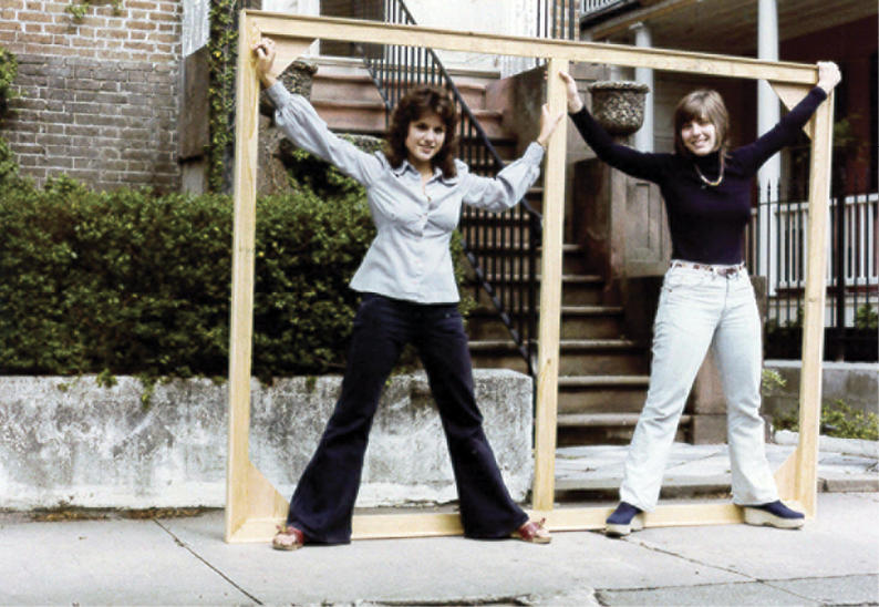 Fantuzzo (at left) with friend Cheryl Keats outside the artist’s Hasell Street studio