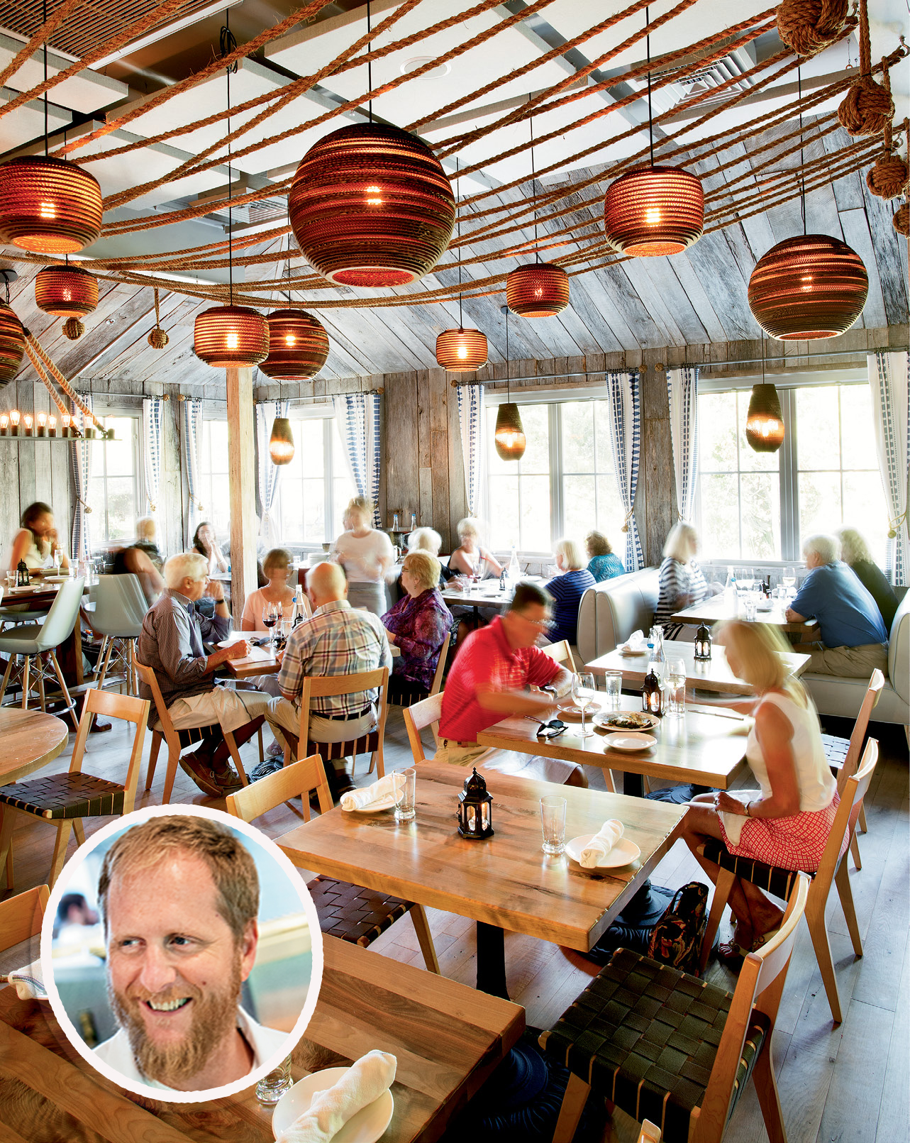 OFF THE PENINSULA: The Obstinate Daughter, where executive chef Jacques Larson (inset) and team serve up Mediterranean-Lowcountry dishes