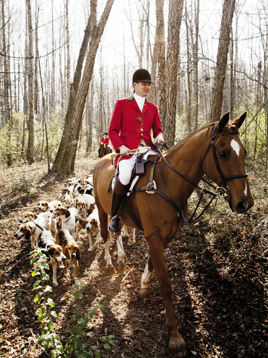 Dressed to Ride: For a winter day’s fox hunt in the woods and farm fields near Landrum, South Carolina.