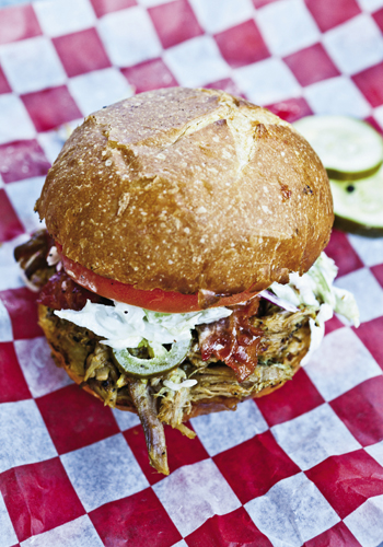 beer-braised pulled pork sandwiches are the dish du jour