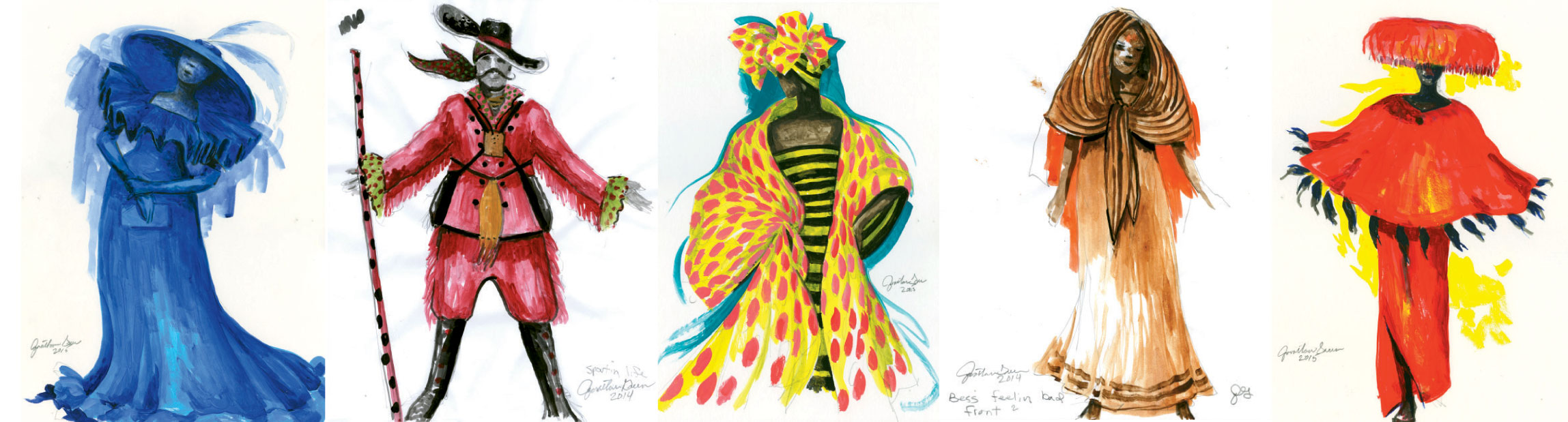 Costume designer Annie Simone will take her cues from Green’s interpretive sketches and his more specific costume sketches for ensemble members and lead characters, such as Sportin’ Life and Bess.