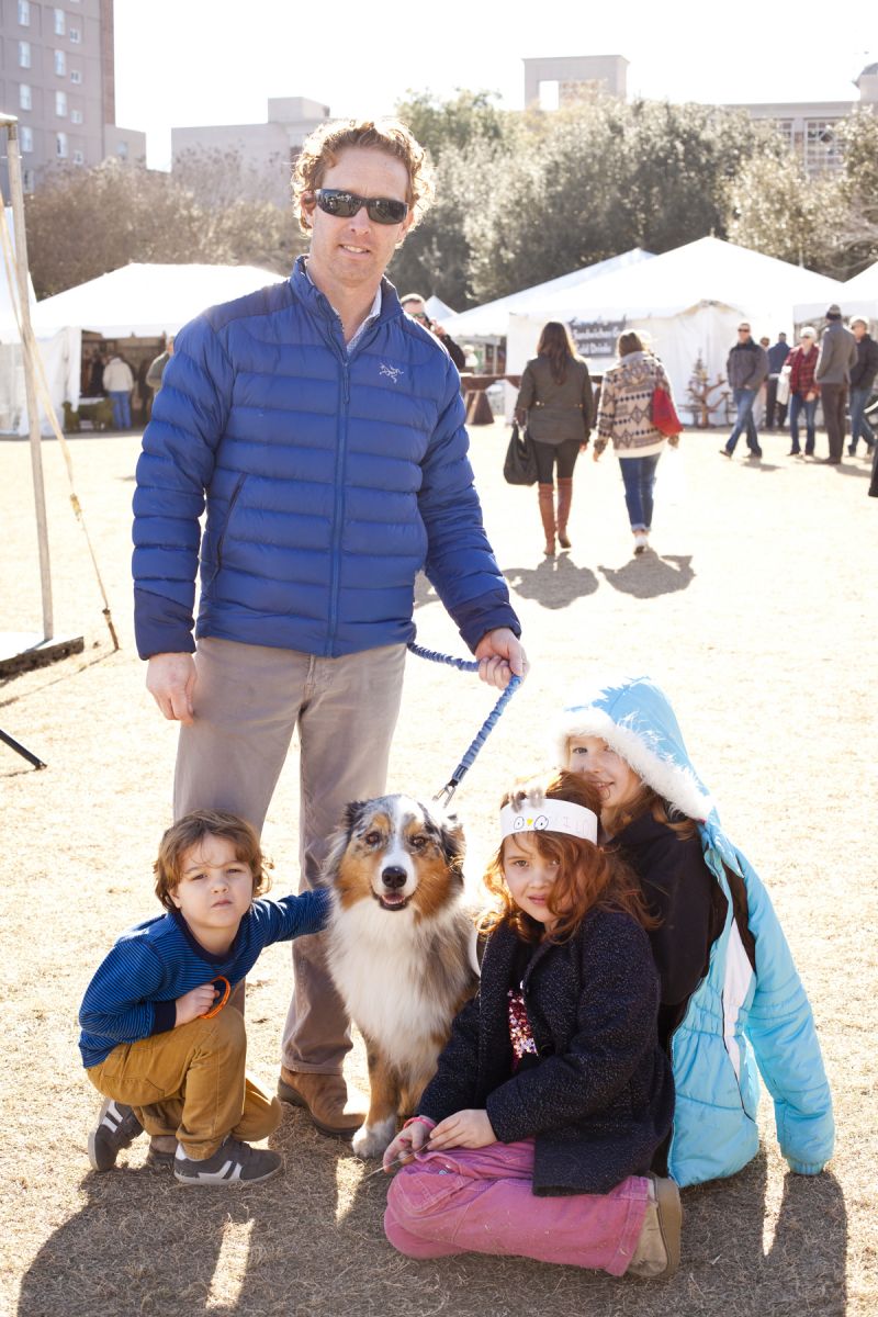 Dan Rose with his children and Australian Shepherd