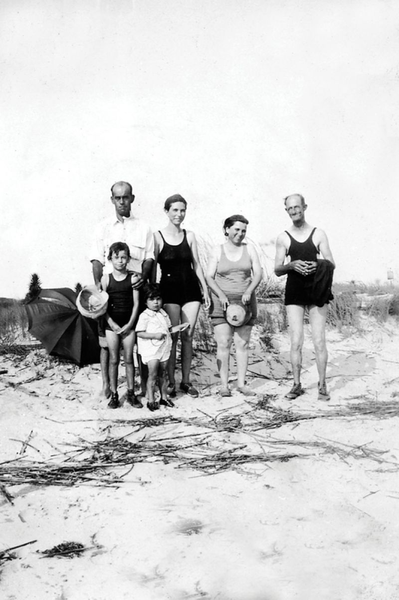 The Davis and Hecker families on the beach at Morris Island, circa 1935.