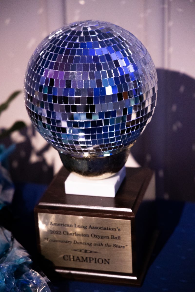 A disco ball trophy for winners of the “Lowcountry Dancing with the Stars” Oxygen Ball