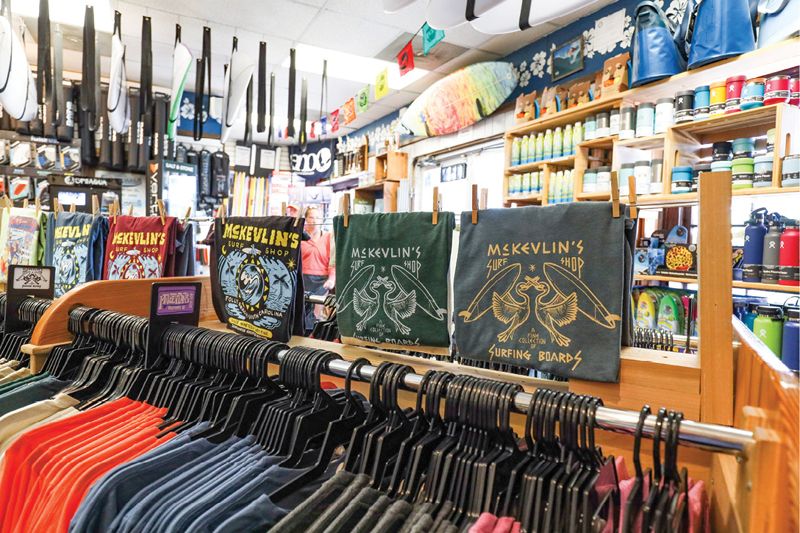Clothing, boards, gear, and more at McKevlin’s Surf Shop.