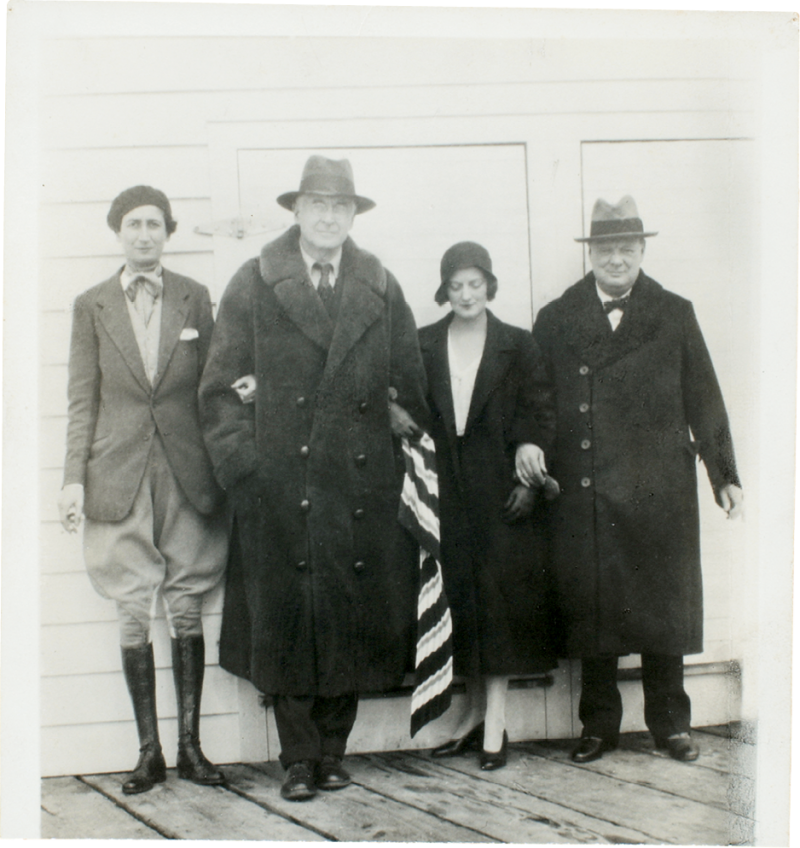 Belle with her father, Bernard, and their guests—Diana Churchill and her famous father, Winston—during a 1932 visit to Hobcaw Barony