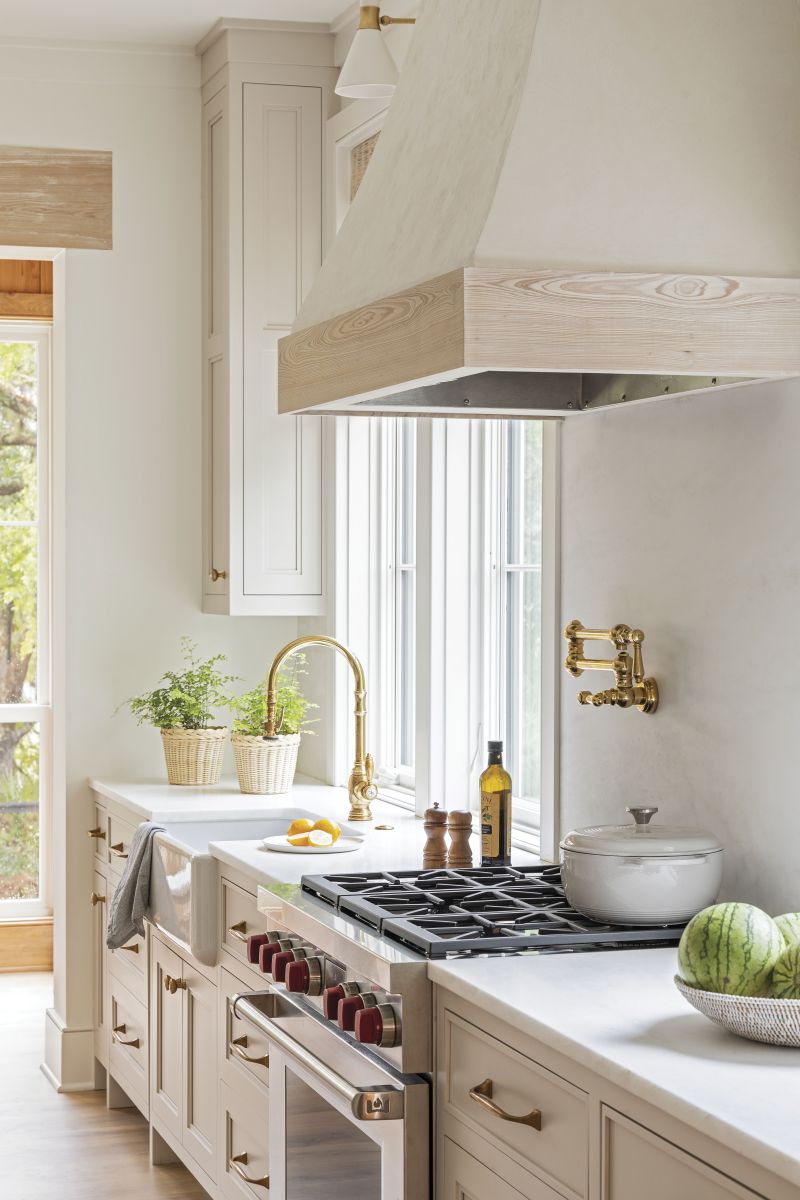 The kitchen affords a serene spot for James, the cook in the family, to whip up seasonal dishes starring veggies grown about a mile down the road at Kiawah River Farm.