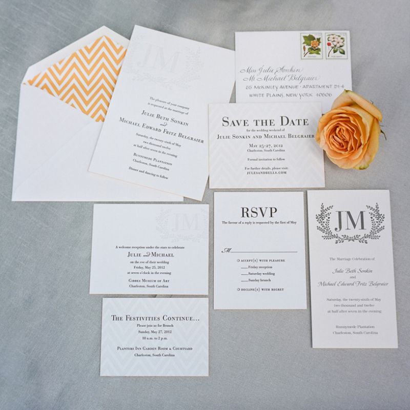 DETAILS MAKE IT: “The tonal stationery suite by Dauphine Letterpress was the first thing I fell in love with when planning our wedding