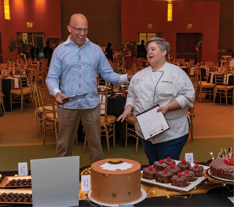 Dessert judges chef Demal Mattson and executive pastry chef Kelly Wilson