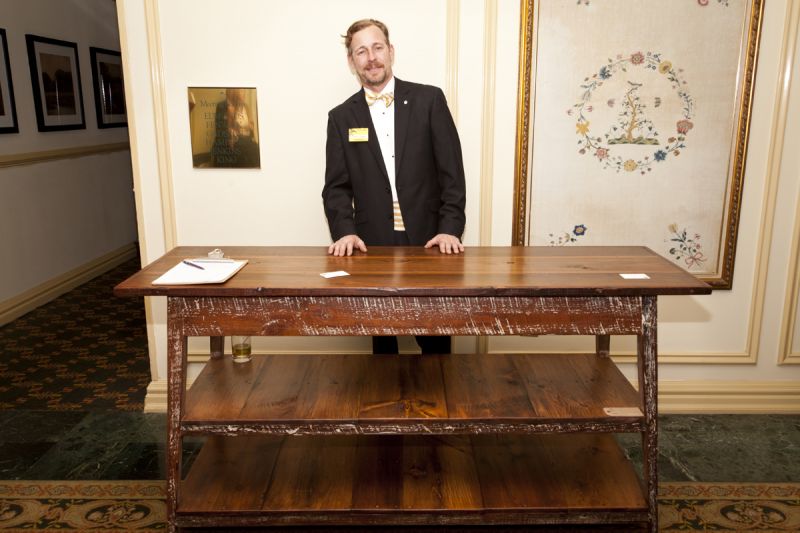 Capers Cauthen of Landrum Tables proudly displayed his craftsmanship.