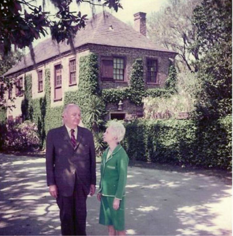 1943: Claude W. and Helena I. Blanchard in front of the circa-1750 carriage house at Fenwick Hall. On October 22, Marjorie sold Fenwick Hall and 1,322 acres to Claude Blanchard for $45,000. The family resided there until 1979.