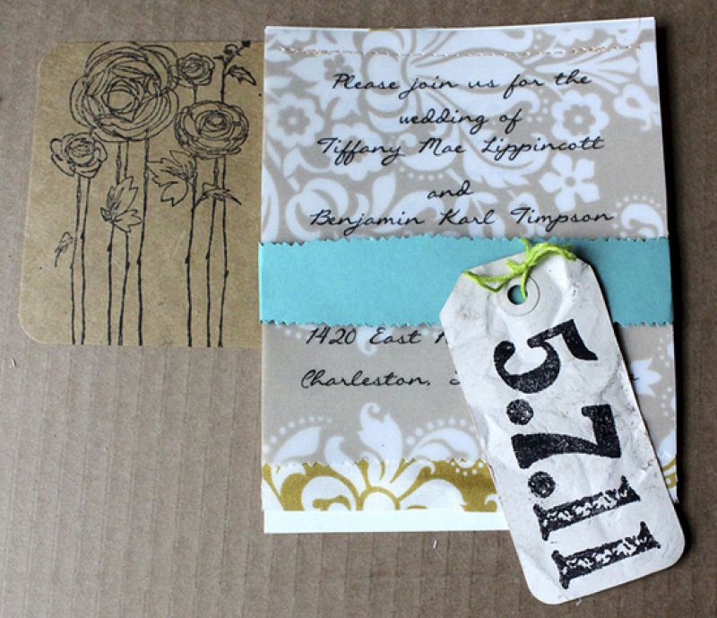 WORK OF ART(IST): Tiffany used her talents to handcraft the bold, bright invitation suite.