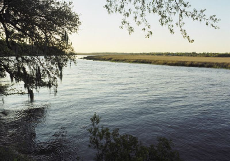 Waterfront Property:The Ashley River flowed steps away from the reception.