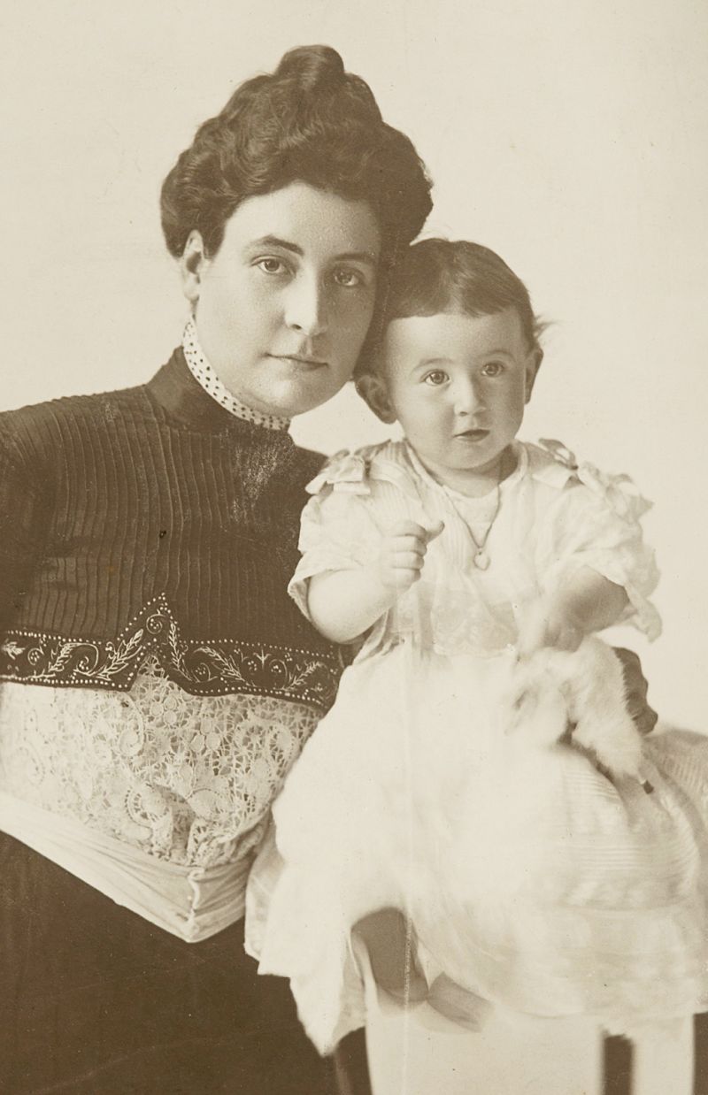 One-year-old Belle with her mother, Annie Baruch.