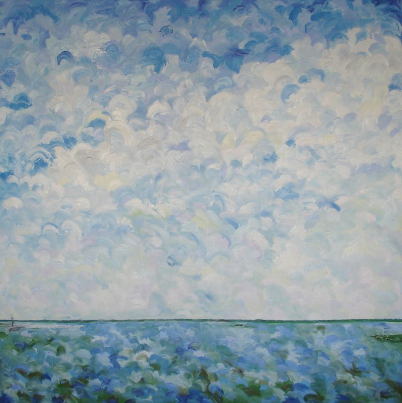 Lese Corrigan  (<a href="http://www.corrigangallery.com">www.corrigangallery.com</a>) Mid-River I, Cooper River I SW, 2008, oil on canvas, 70 x 70 inches