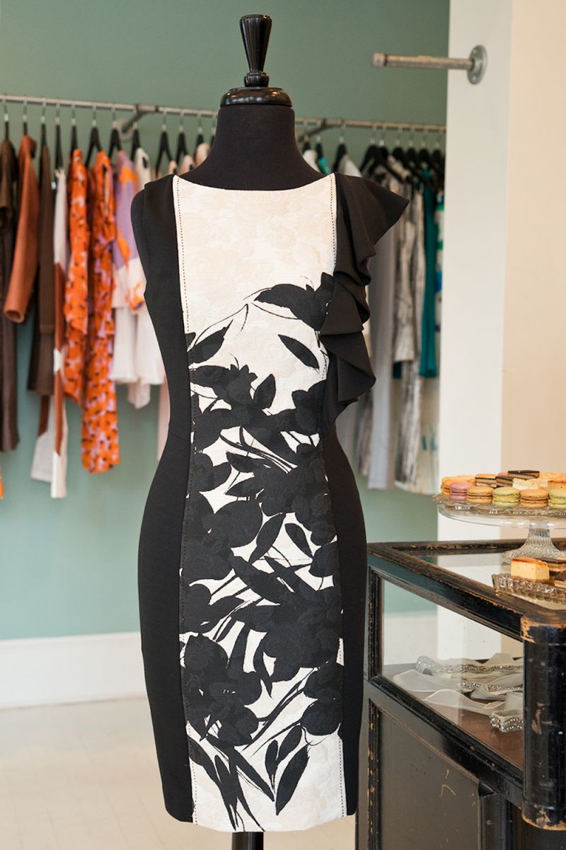 Floral relief on jacquard dress ($795)