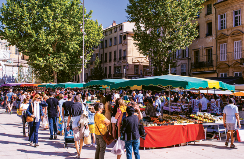 Shopping for Chef’s dinner ingredients at market day in Aix-en-Provence