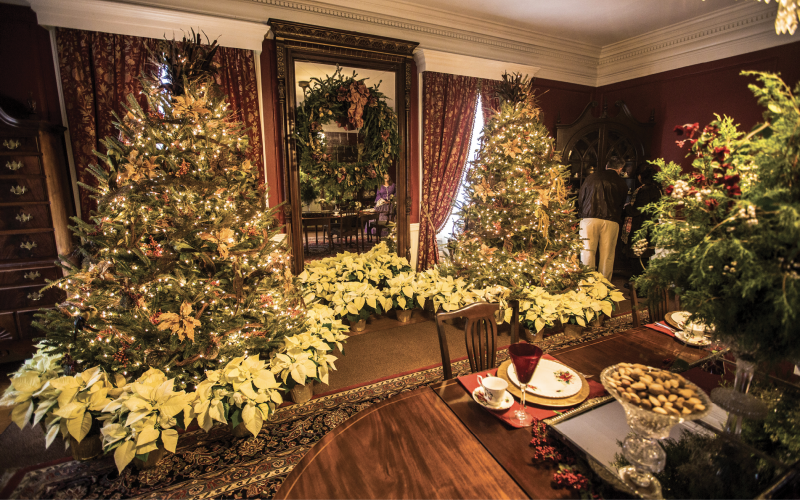 O Tannenbaum: Each room on the main floor of Boone Hall Plantation &amp; Gardens’ circa-1936 mansion boasts a least one live Christmas tree (December 6-January 3).