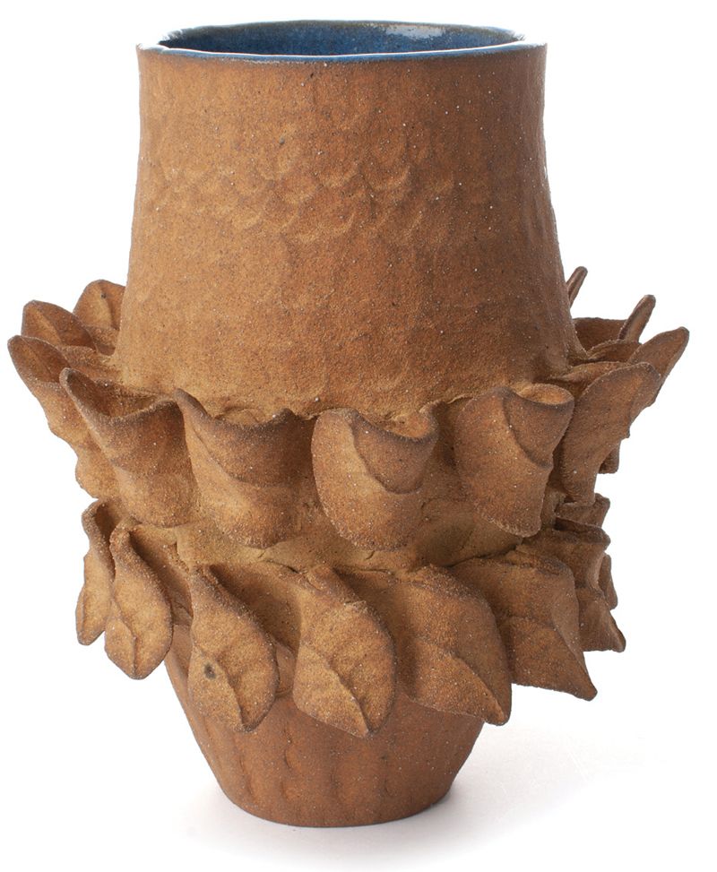 A pinched stoneware pot by Penland School of Craft artist Paul S. Briggs