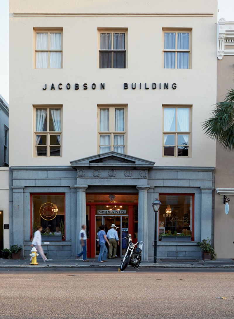 Depending on the time of day, passersby are drawn into the old Jacobson building by the smell of freshly baked bread or savory small bites.