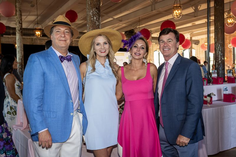 Mitch and Betsy Banchik (left) show off their Derby attire with Brandi and Middleton Rutledge (right).