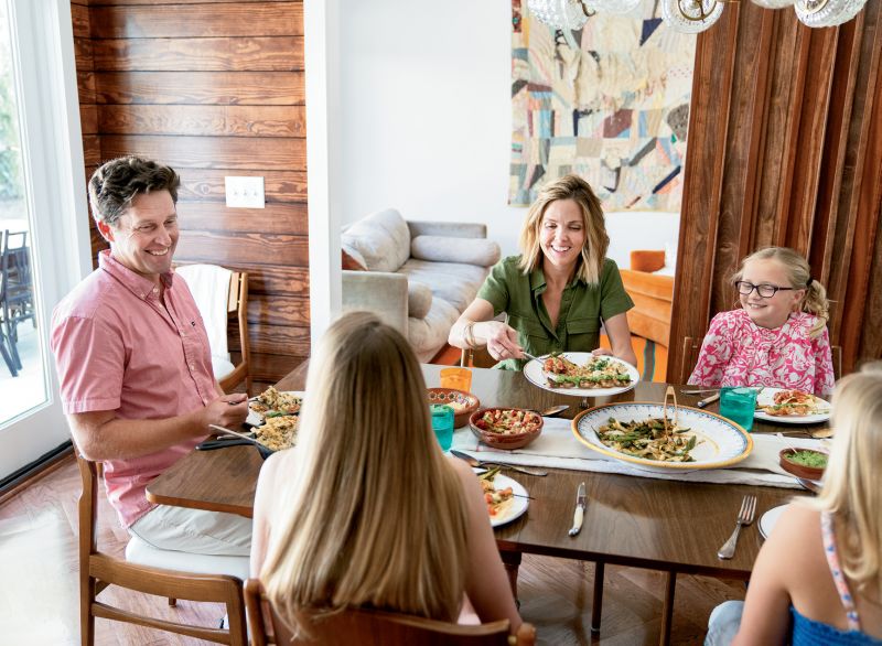 On Sundays, the Moreys make a point of gathering around the table for supper and conversation. This tradition helps the busy family unwind and reconnect before the start of the week.