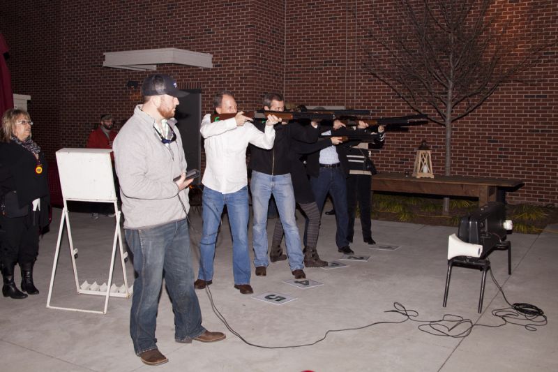 Attendees tried their hand at laser skeet shooting provided by Daniel Island Village.
