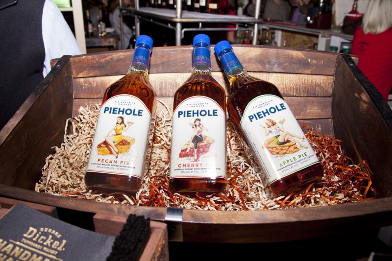 Piehole blends whiskey with pie-flavored liqueur, offering samples of pecan, cherry, and apple