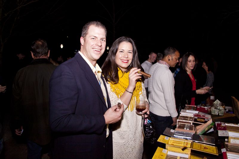 Dave and Collette Peterman savored newly purchased cigars in The Smoking Lamp Cigar Cabana.