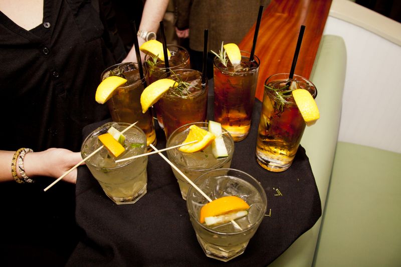 Party drinks included a pecan-infused Cathead vodka and unsweetened tea mix garnished with rosemary.