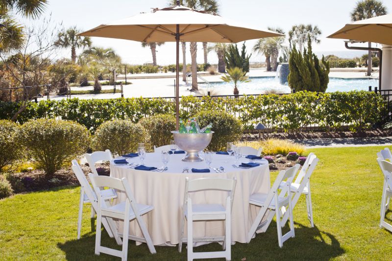 Tables were set up outside so guests could enjoy the sunny day.