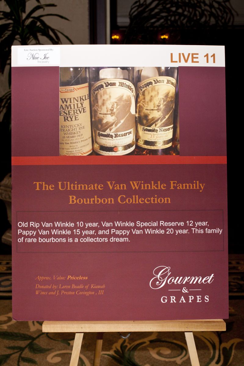 One of the weekend&#039;s featured auction items was a rare bourbon package of four Van Winkle bottles.