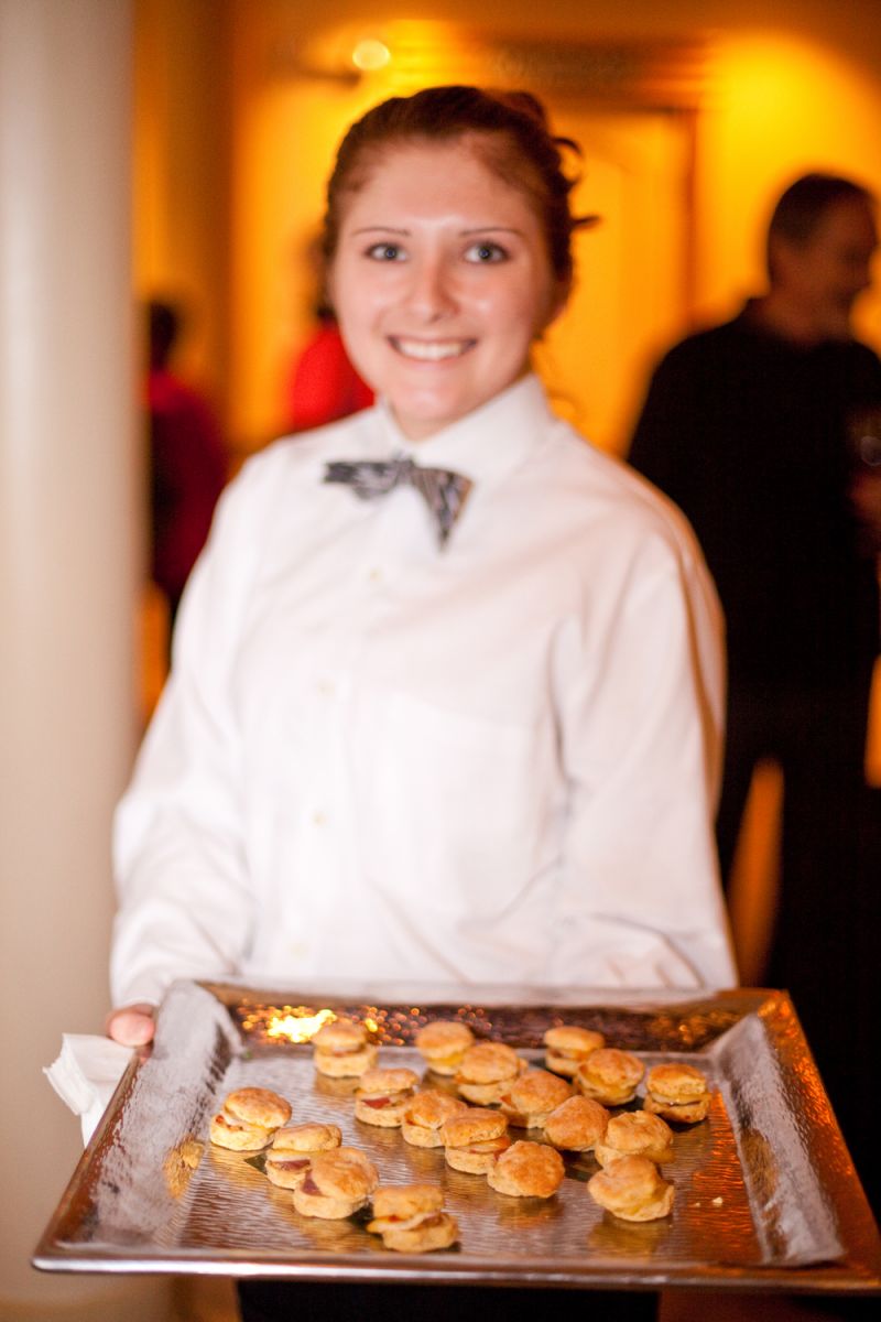 A waiter from FISH displays some of the hors d&#039;oeuvres that guests enjoyed.