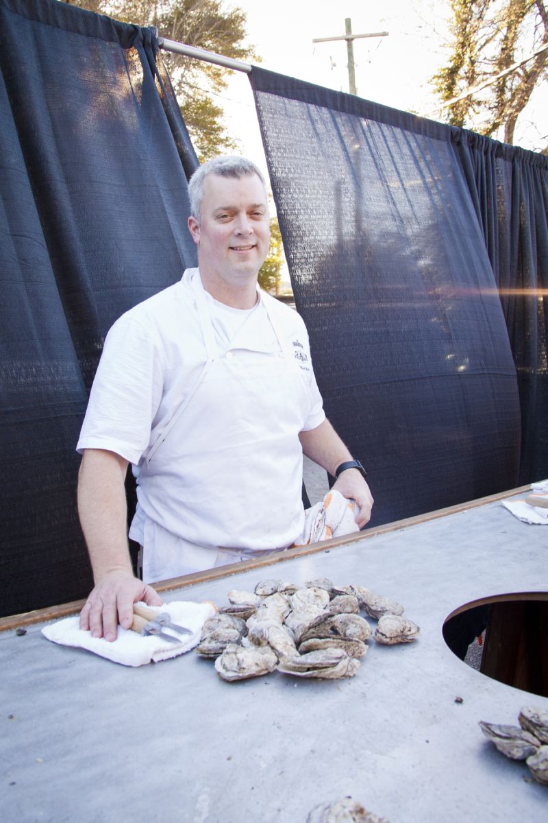 The Macintosh executive chef Jeremiah Bacon with oysters at the ready