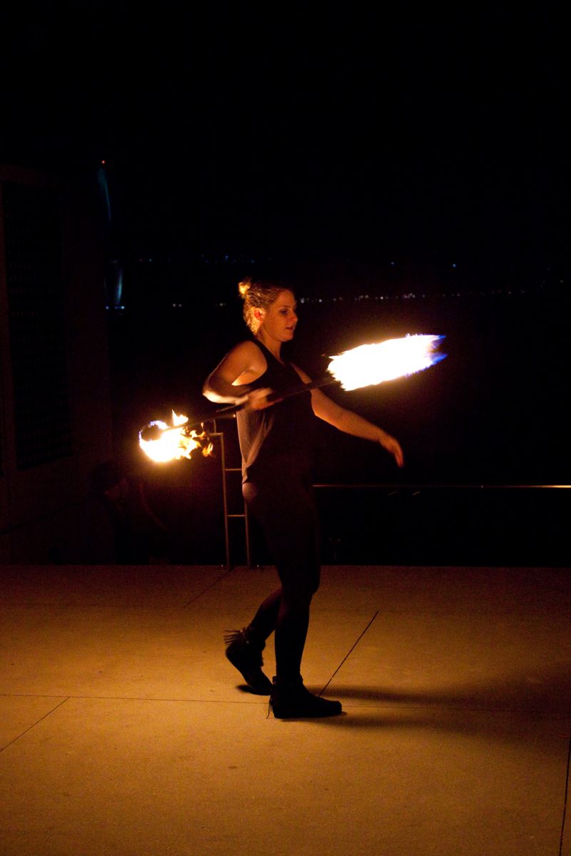 Before it started to rain, fire dancers captivated guests during the cocktail hour.