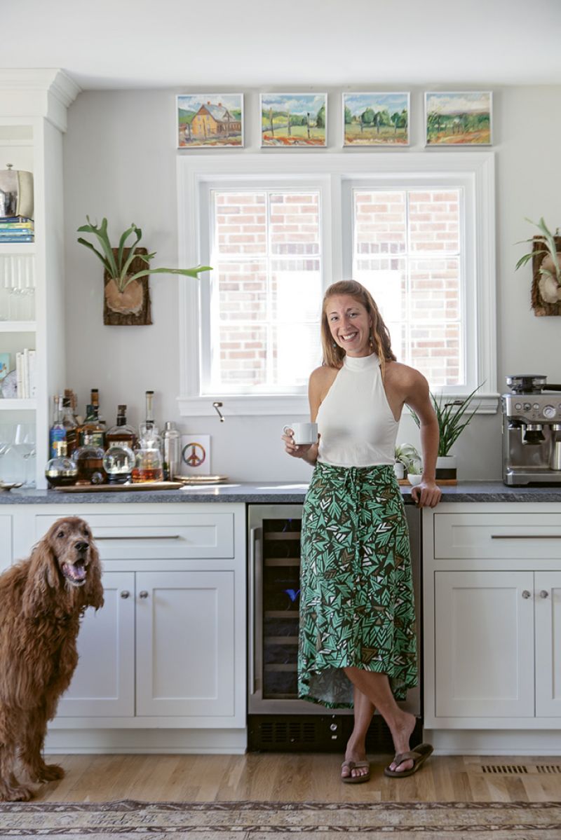 HOME SWEET HOME: Rachel purchased the property in October 2016. Demolition began by late November, and the following April, she and her Irish setter, Sammy, moved in. “In the last year, I’ve hosted Thanksgiving, a big Chanukah gathering, and my neighbors during the snow storm,” she says.